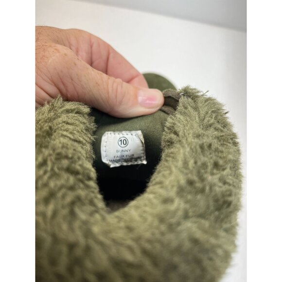 Womens Modern Rebel Olive Faux Suede Ankle Boots With Faux Fur Lining &‎ Lace-Up - Picture 7 of 14